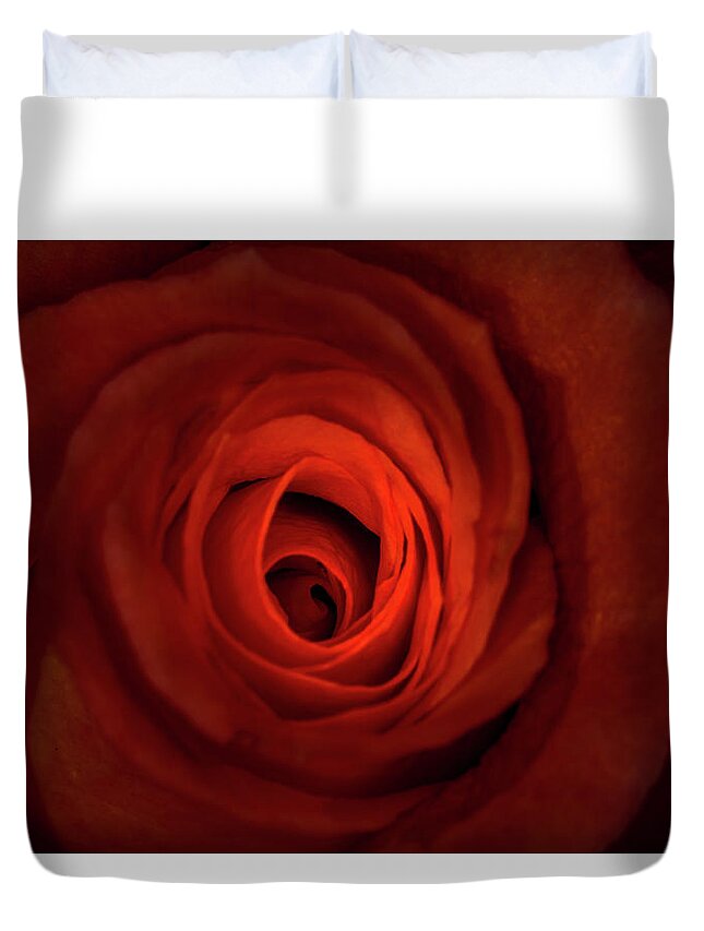 Jay Stockhaus Duvet Cover featuring the photograph Heart of the Rose by Jay Stockhaus