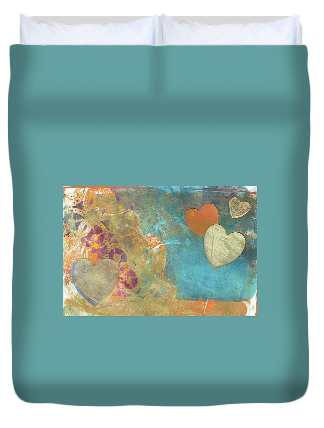 Hearts Duvet Cover featuring the painting Hearts a Floatin' by Cynthia Westbrook