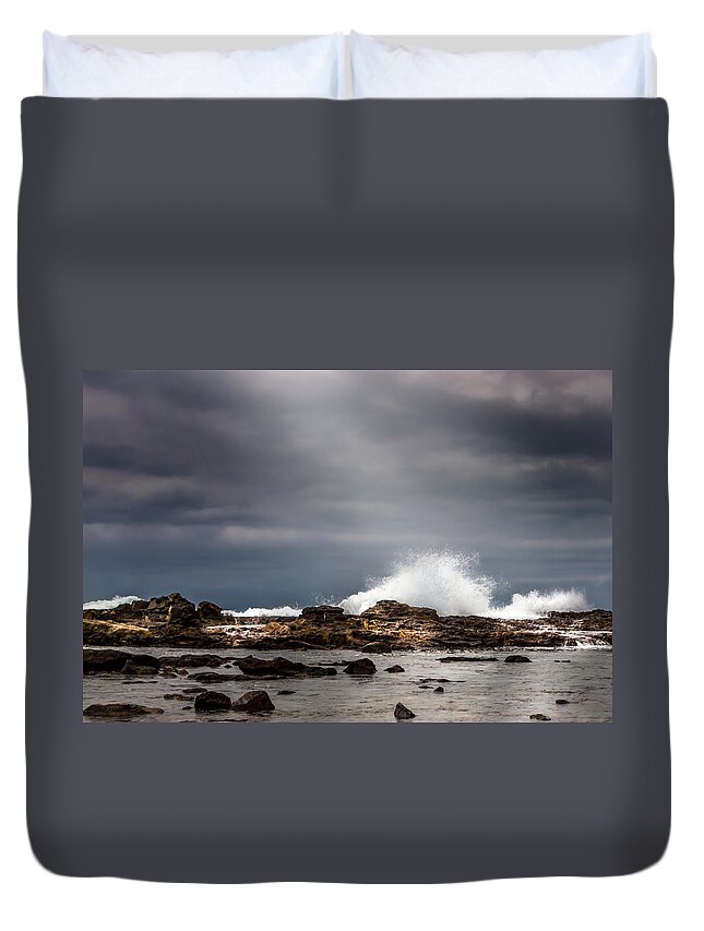 Surf Duvet Cover featuring the photograph Heavenly Light by Ed Clark