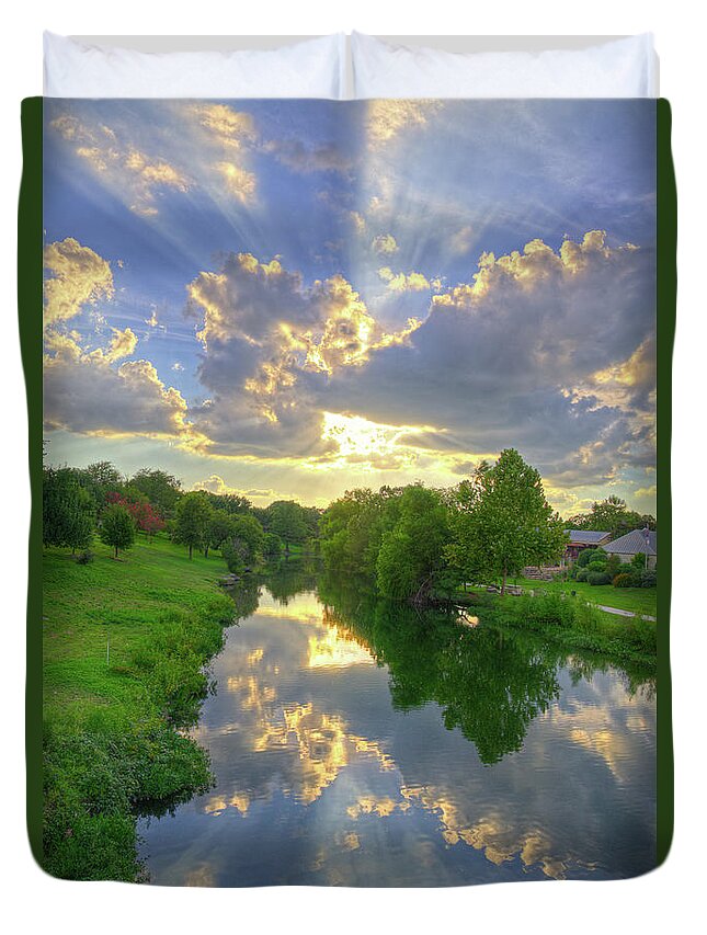 Cibolo Creek Duvet Cover featuring the photograph Heavenly Reflections on Cibolo Creek by Lynn Bauer