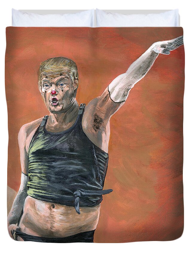 Clown Duvet Cover featuring the painting Heil Trumpf by Matthew Mezo