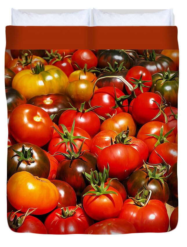 Tomatoes Duvet Cover featuring the photograph Heirloom Tomatoes Summer 2016 by Joe Schofield