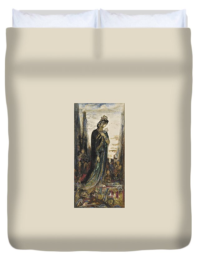 Gustave Moreau Duvet Cover featuring the drawing Helene by Gustave Moreau