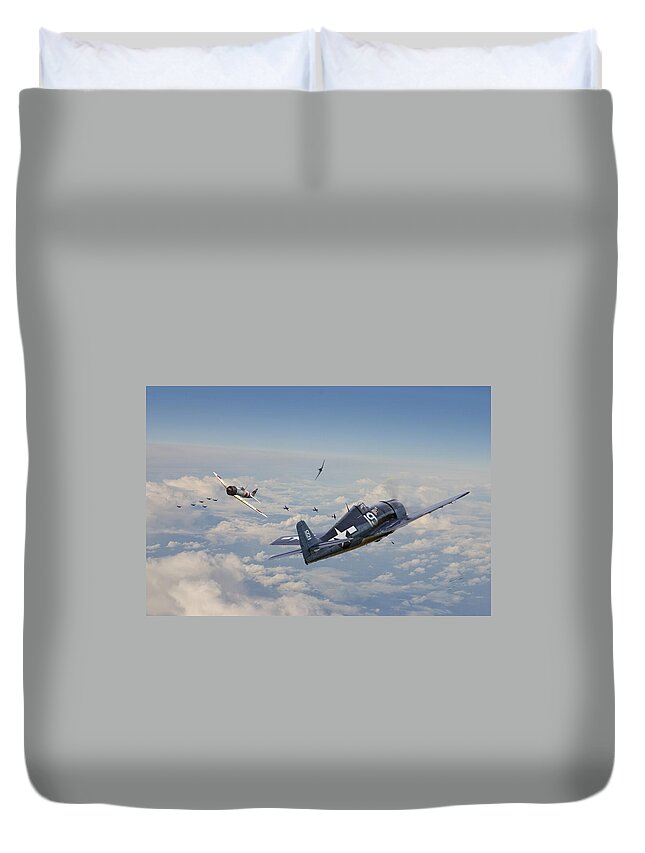 Aircraft Duvet Cover featuring the photograph Hellcat F6F - Duel in the Sun by Pat Speirs
