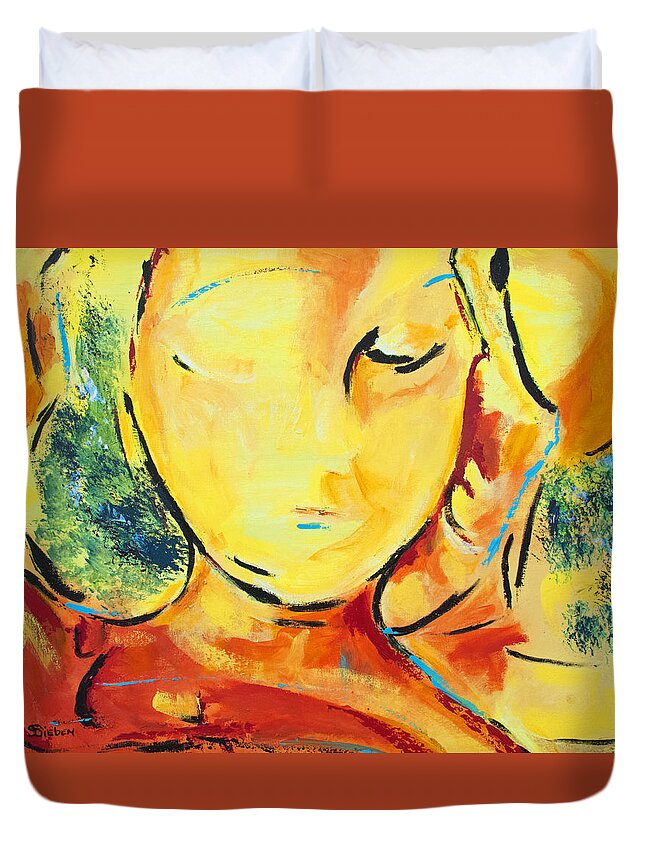 Figurative Duvet Cover featuring the painting Hello Sunshine by Sharon Sieben