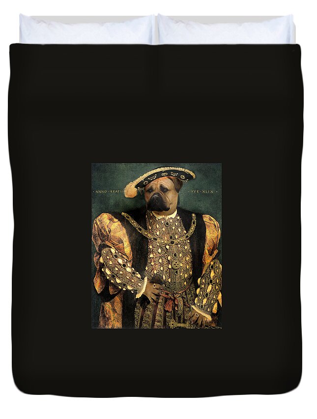 Mastiff Duvet Cover featuring the digital art Henry VIII as a Mastiff by Galen Hazelhofer