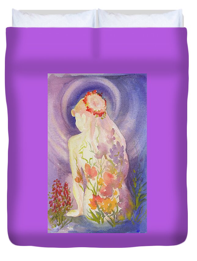 Herbal Goddess Duvet Cover featuring the painting Herbal Goddess by Caroline Patrick