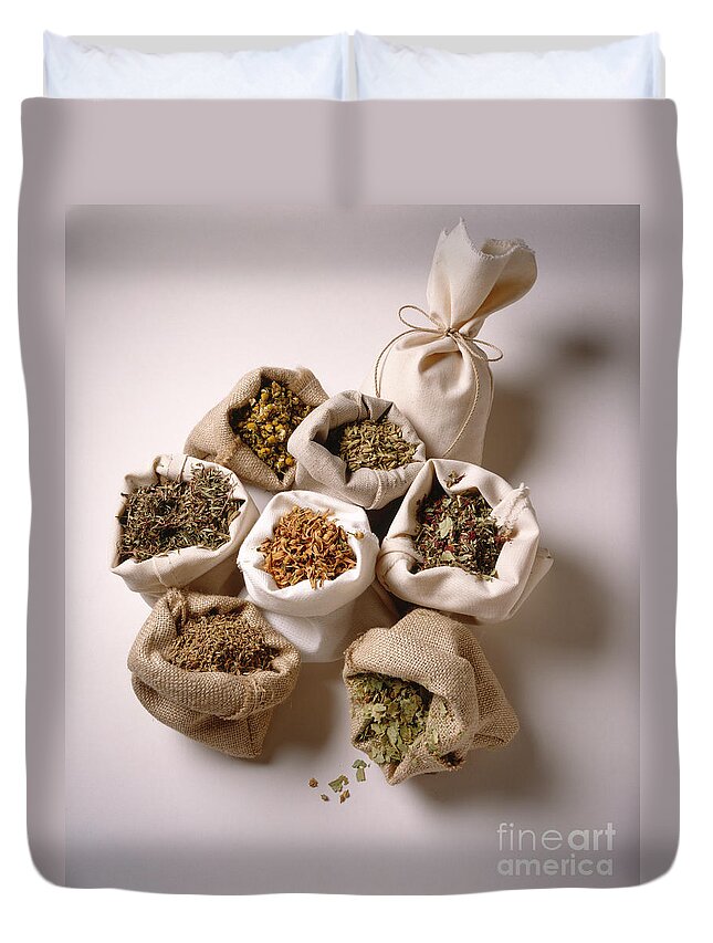 Composition Duvet Cover featuring the photograph Herbal Teas And Seeds by Stefania Levi
