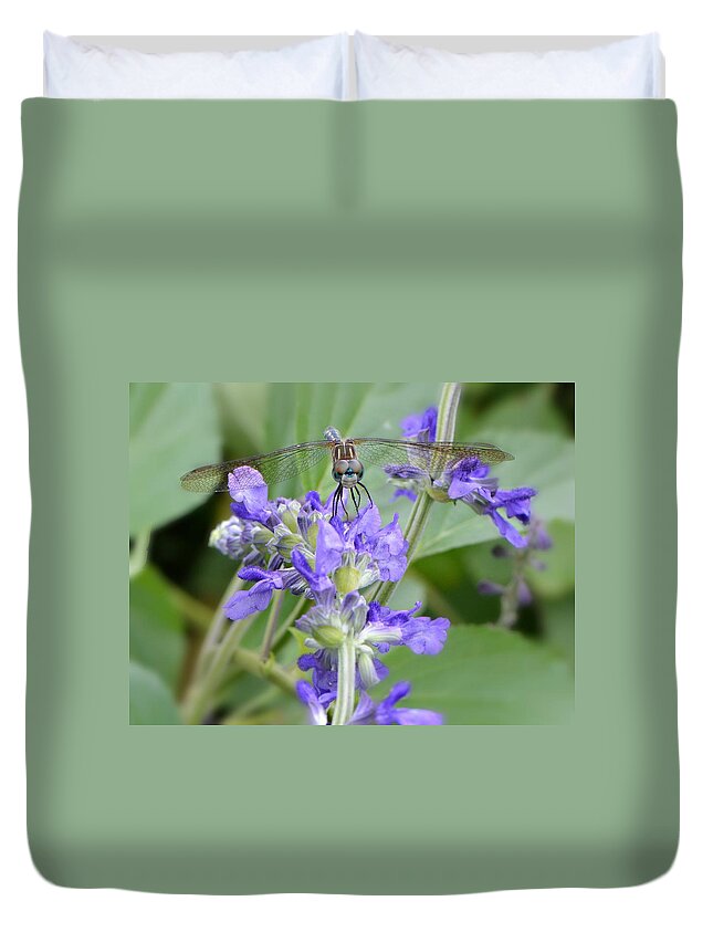 Dragonfly Duvet Cover featuring the photograph Here's Looking At You Kid by Carolyn Mickulas