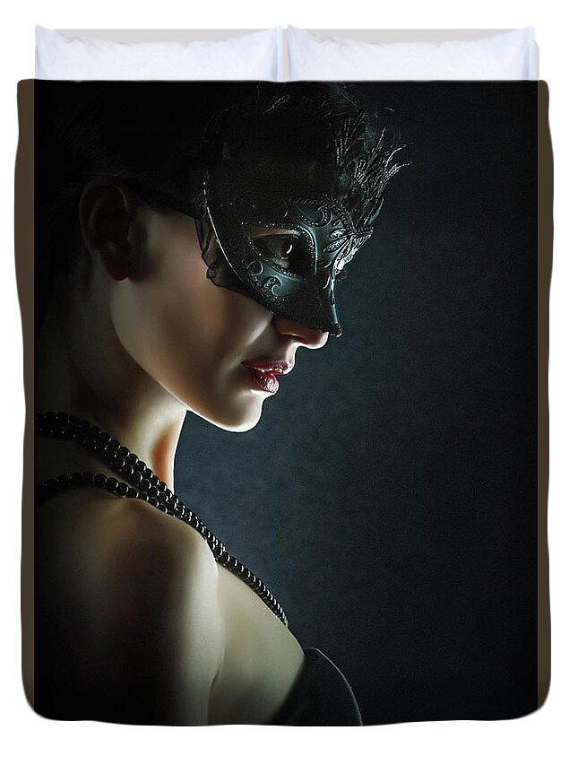 Fashion Duvet Cover featuring the photograph Hero Fashion Eye Mask by Dimitar Hristov