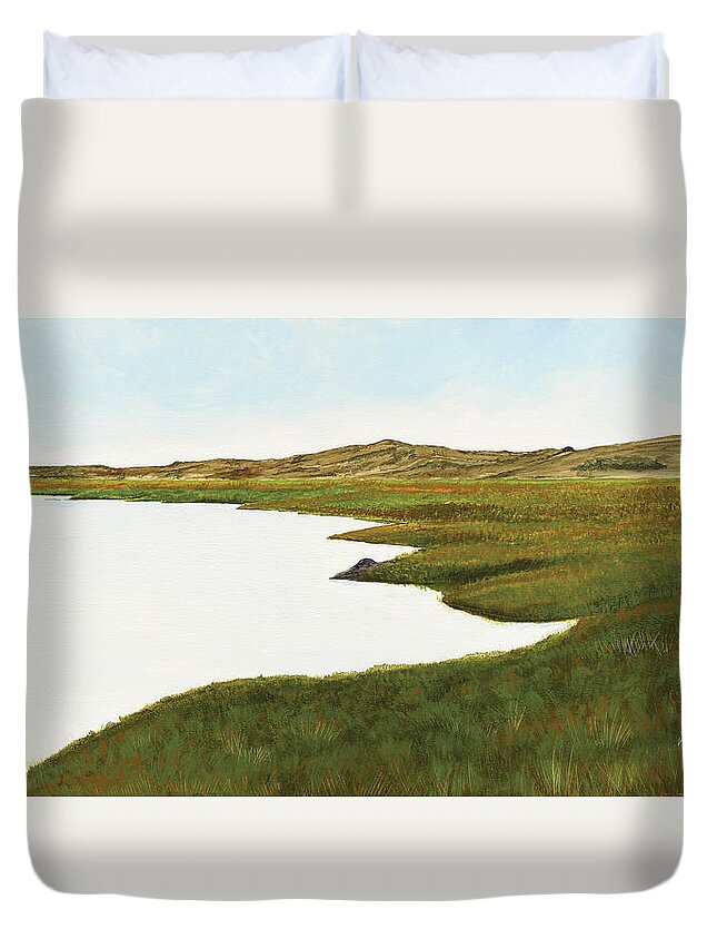 Herring River Duvet Cover featuring the painting Herring River by Paul Gaj