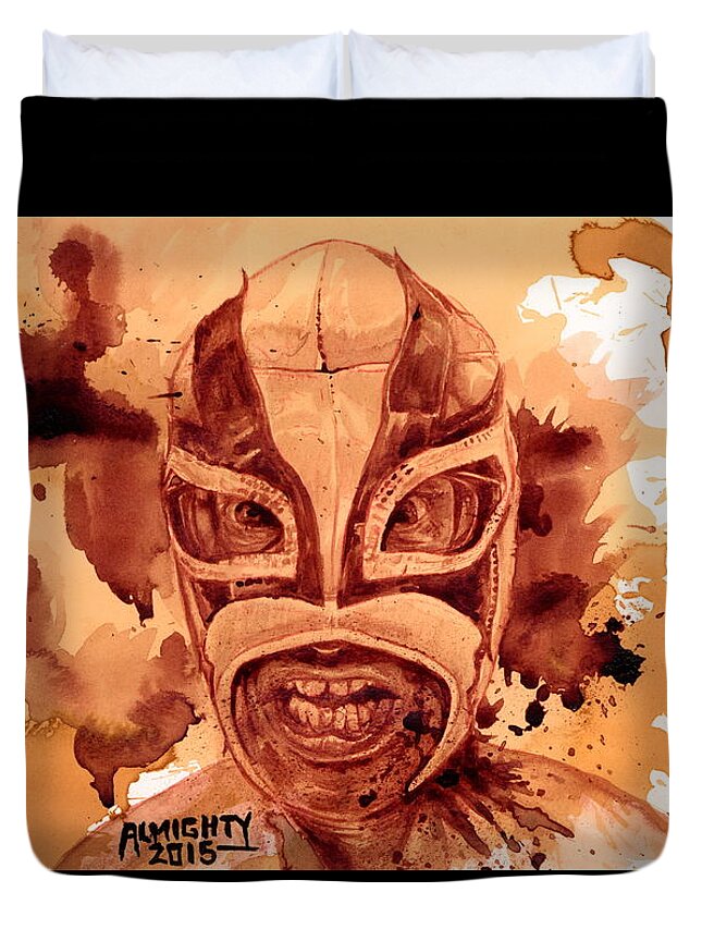 Ryan Almighty Duvet Cover featuring the painting HEWHOCANNOTBENAMED - dry blood by Ryan Almighty