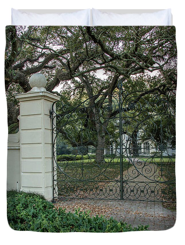 Ul Duvet Cover featuring the photograph Heyman House Gates by Gregory Daley MPSA