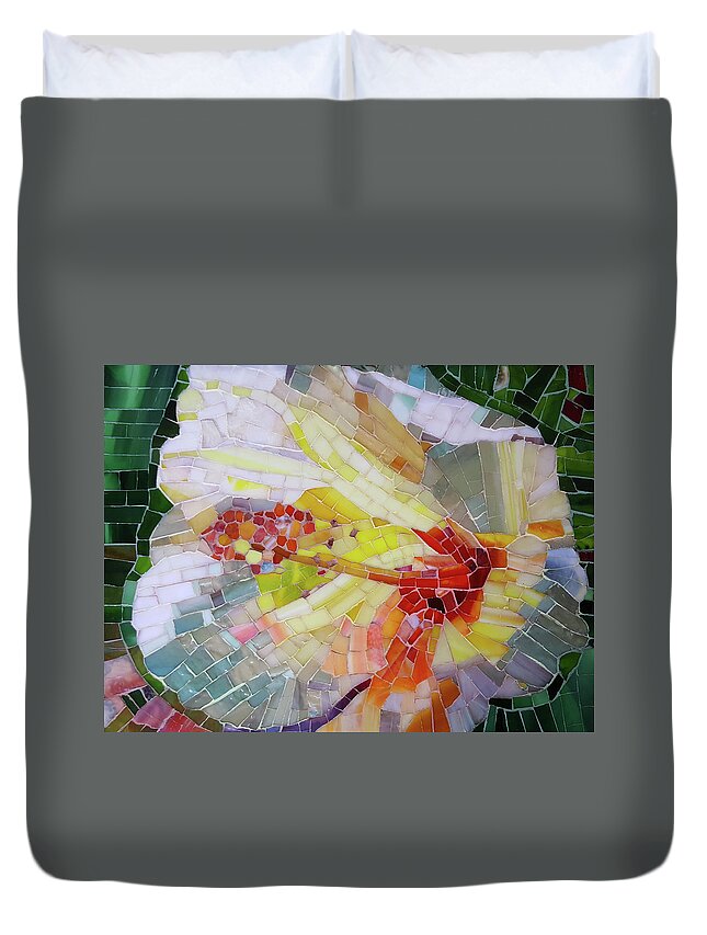 Hibiscus Duvet Cover featuring the mixed media Hibiscus #1 by Adriana Zoon