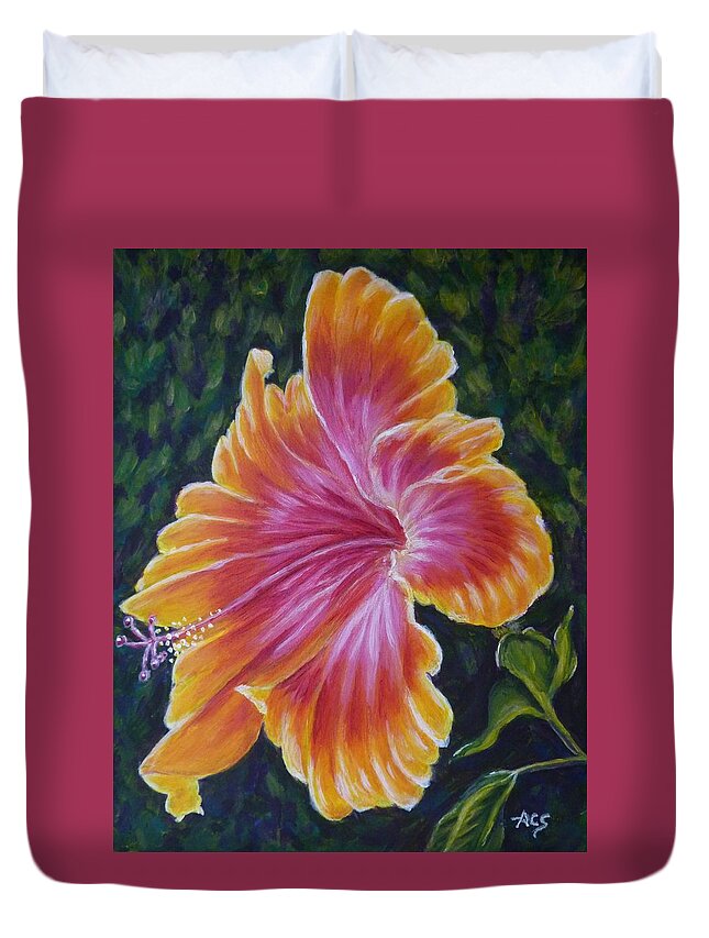 Hybiscus Duvet Cover featuring the painting Hibiscus by Amelie Simmons