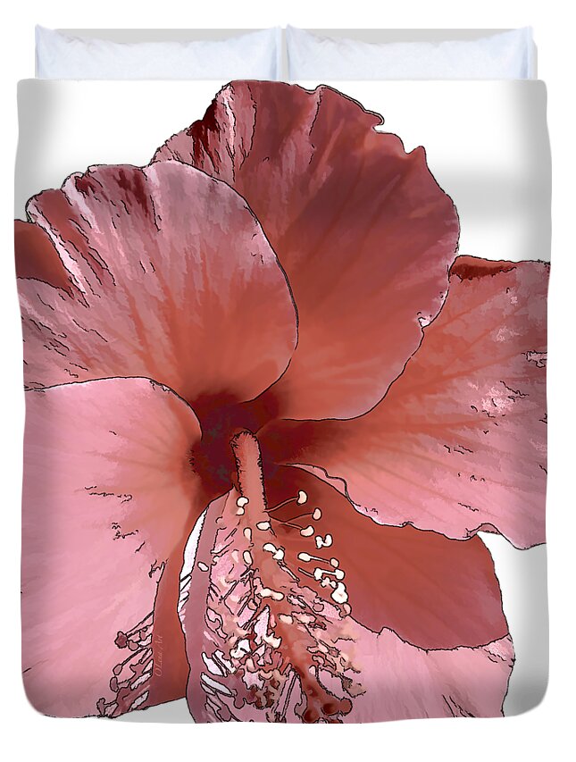 Hibiscus Duvet Cover featuring the digital art Hibiscus Flower by Lena Owens - OLena Art Vibrant Palette Knife and Graphic Design