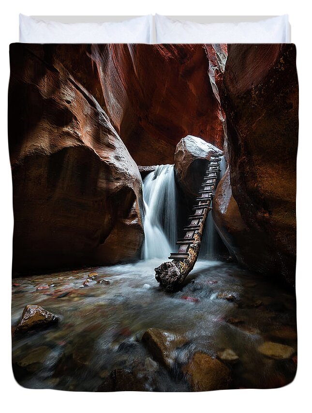 Zion Duvet Cover featuring the photograph Hidden Canyon 2 by Larry Marshall