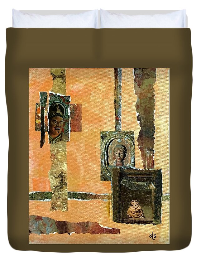 Collage Duvet Cover featuring the mixed media Hidden No More by Sandra Lee Scott