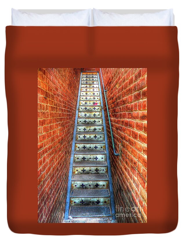 Architecture Duvet Cover featuring the photograph Hidden Stairway in Old Bisbee Arizona by Charlene Mitchell