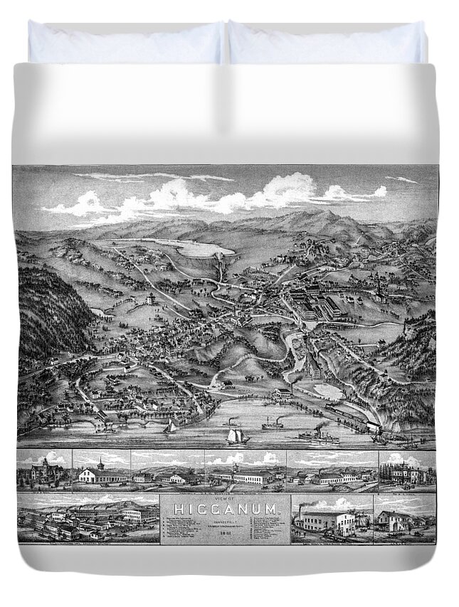 Higganum Duvet Cover featuring the photograph Higganum Connecticut Map 1881 by Phil Cardamone