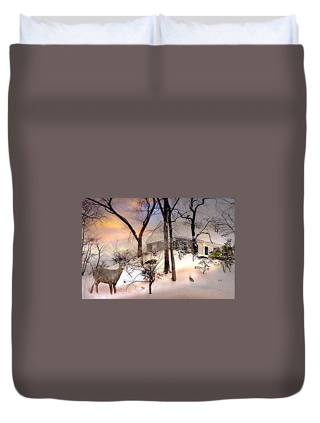 Winter Snow Landscape Duvet Cover featuring the photograph The Wish #1 by Diana Angstadt