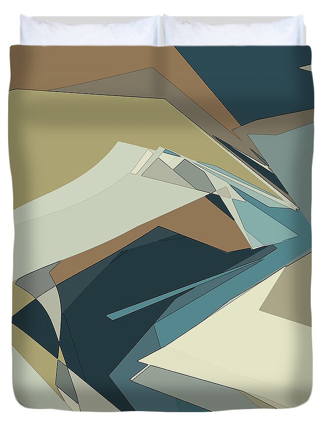 Abstract Landscape Duvet Cover featuring the digital art High Plains by Gina Harrison