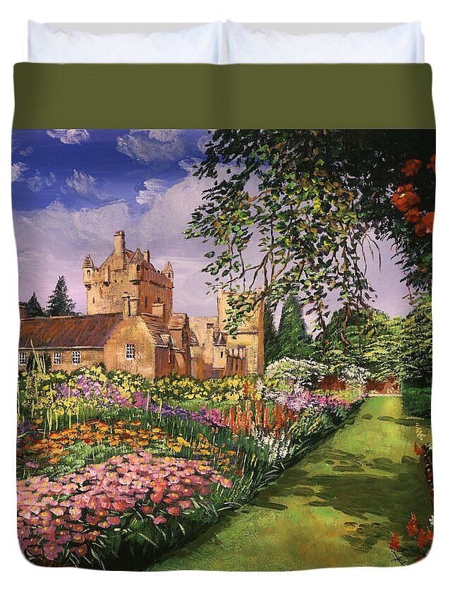 Gardens Duvet Cover featuring the painting Highland Cawdor Castle by David Lloyd Glover