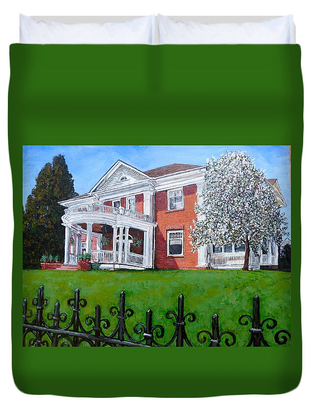 Highland Duvet Cover featuring the painting Highland Homestead by Tom Roderick
