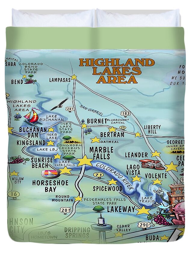 Highland Lakes Area Duvet Cover featuring the digital art Highland Lakes Area by Kevin Middleton