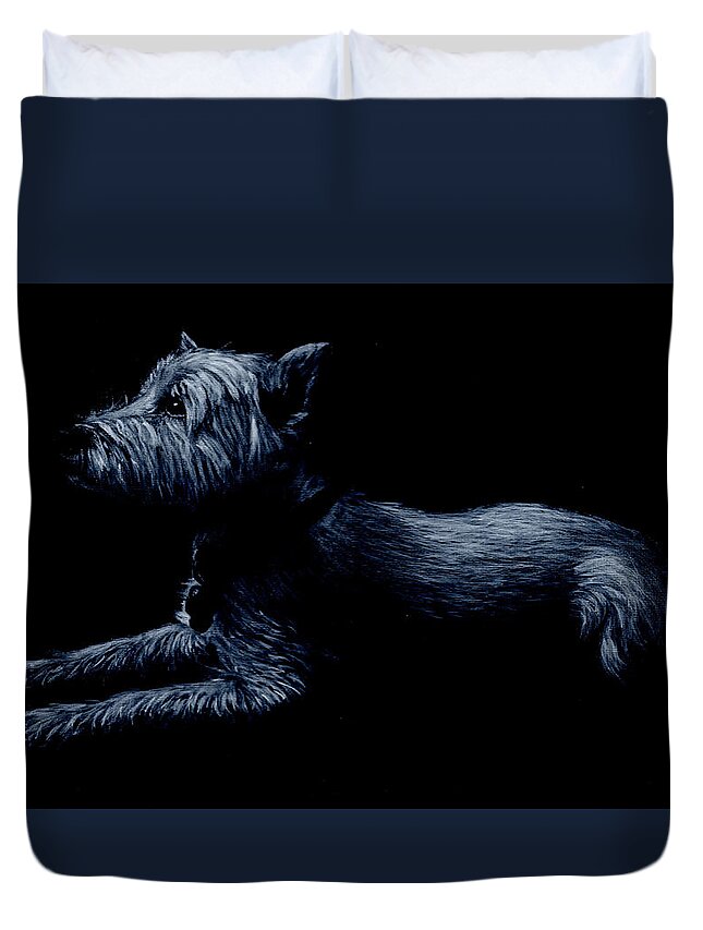 Terrier Duvet Cover featuring the painting Highland Terrier by John Neeve