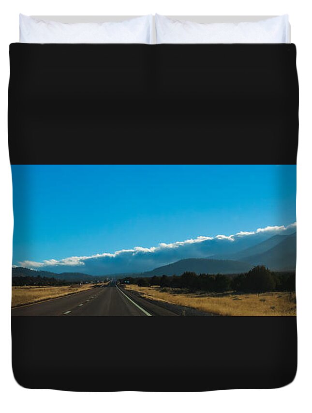 Arizona Duvet Cover featuring the photograph Highway to Flagstaff by Ed Gleichman