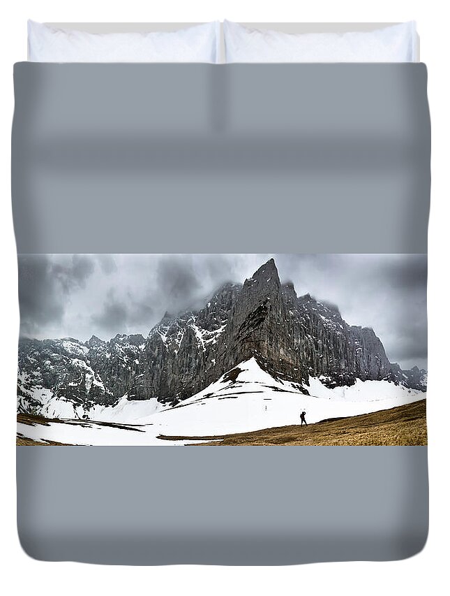 Alpenpark Duvet Cover featuring the photograph Hiking in the Alps by John Wadleigh