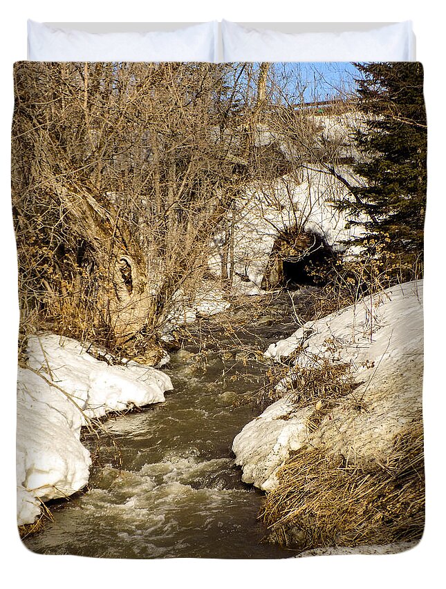 Spring Duvet Cover featuring the photograph Hill Drain 2 by William Tasker