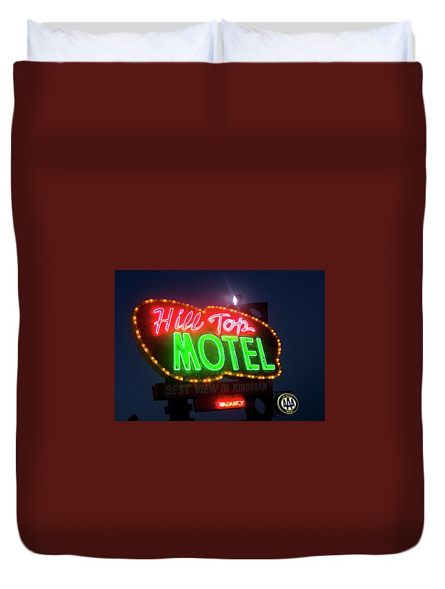 Kingsman Duvet Cover featuring the photograph Hill Top Motel by Matthew Bamberg