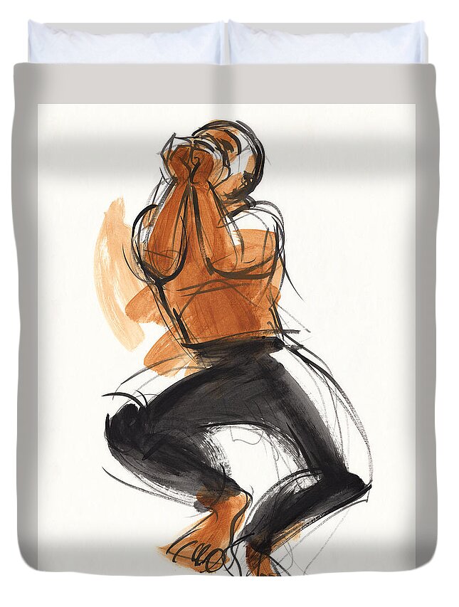 Dance Duvet Cover featuring the painting Hiphop Dancer by Judith Kunzle