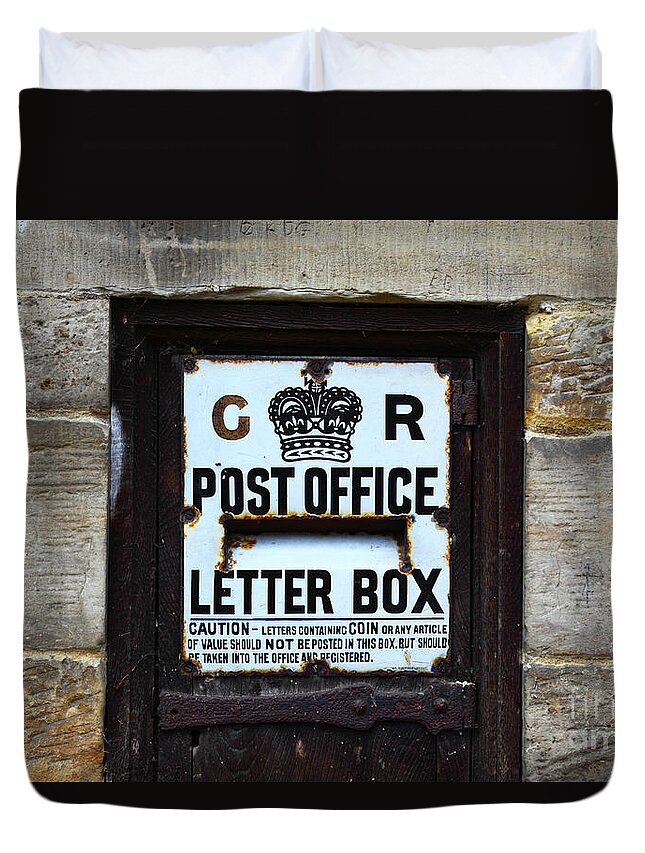 Postbox Duvet Cover featuring the photograph Historic Georgian Letter Box Detail by James Brunker