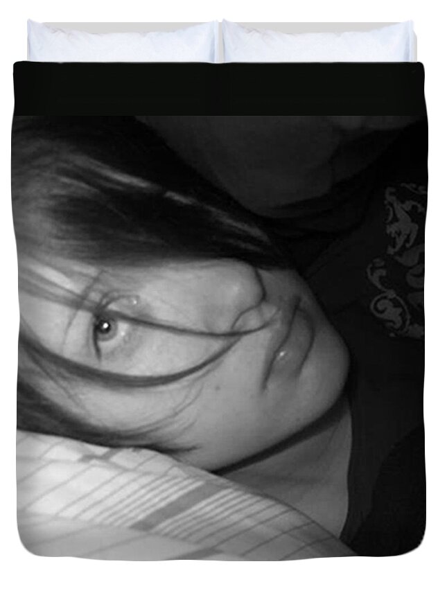 Self Portrait By Cami Duvet Cover featuring the photograph Hmmm So Bored by Nila Jane Autry