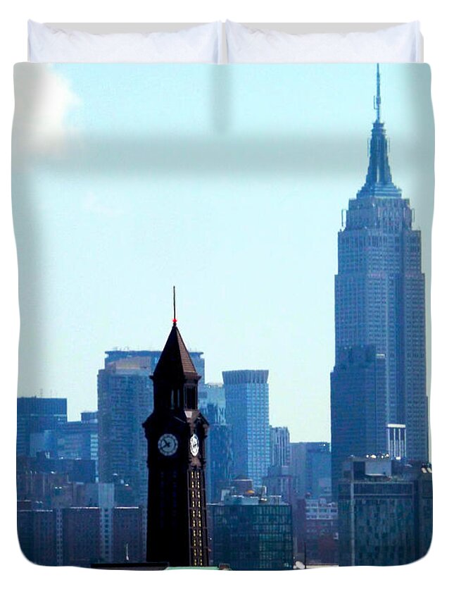 New York City Duvet Cover featuring the photograph Hoboken and New York by James Aiken