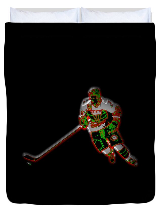 Hockey Duvet Cover featuring the digital art Hockey Player by Piotr Dulski