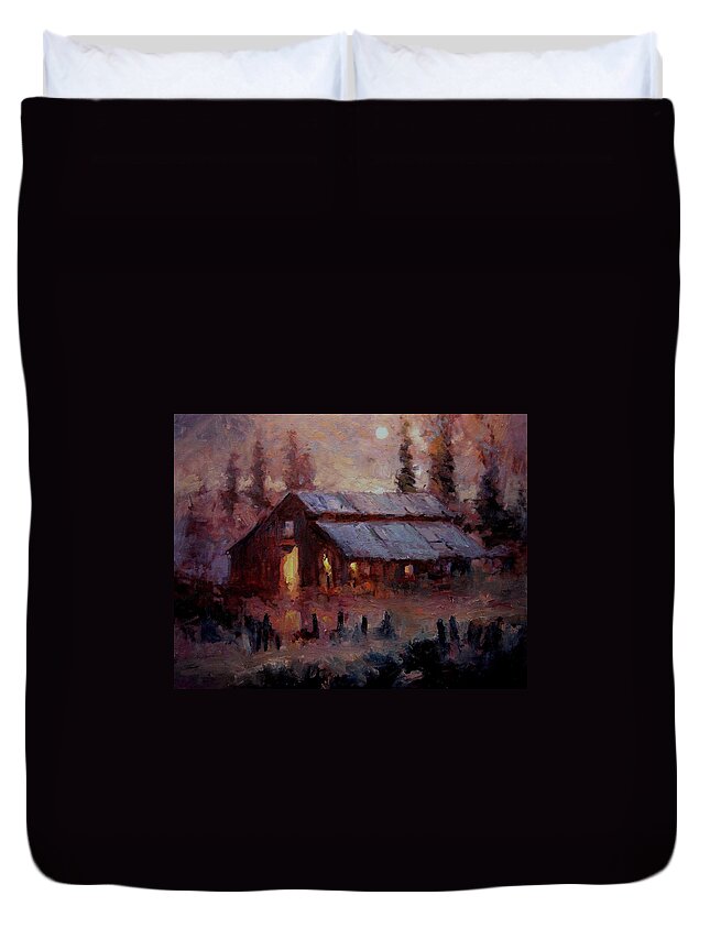 Hoedown Duvet Cover featuring the painting Hoedown at Mr. Robert's barn by R W Goetting