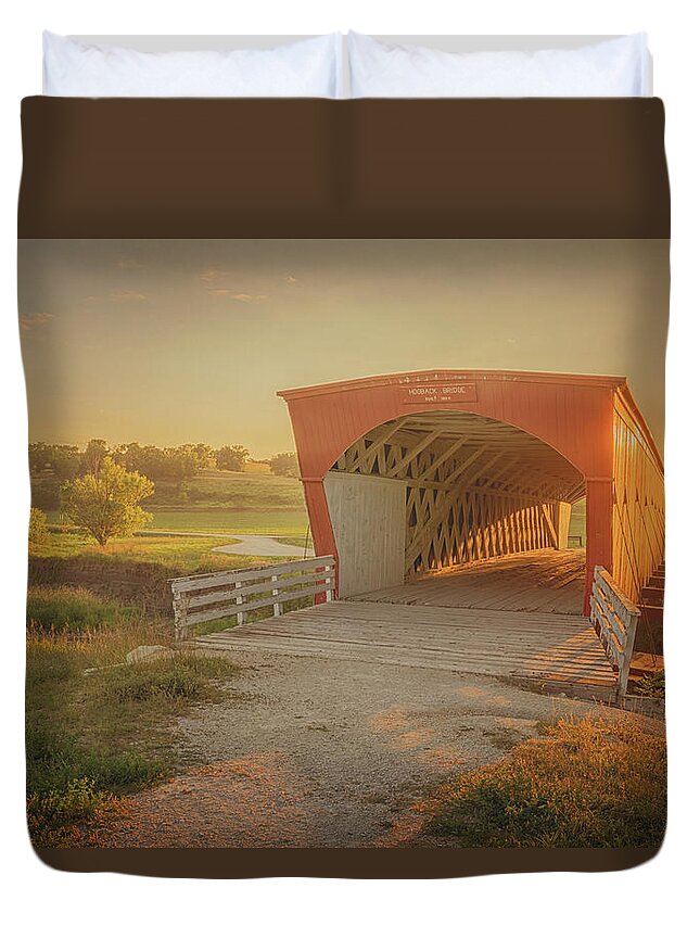 Hogback Bridge Duvet Cover featuring the photograph Hogback Covered Bridge by Susan Rissi Tregoning