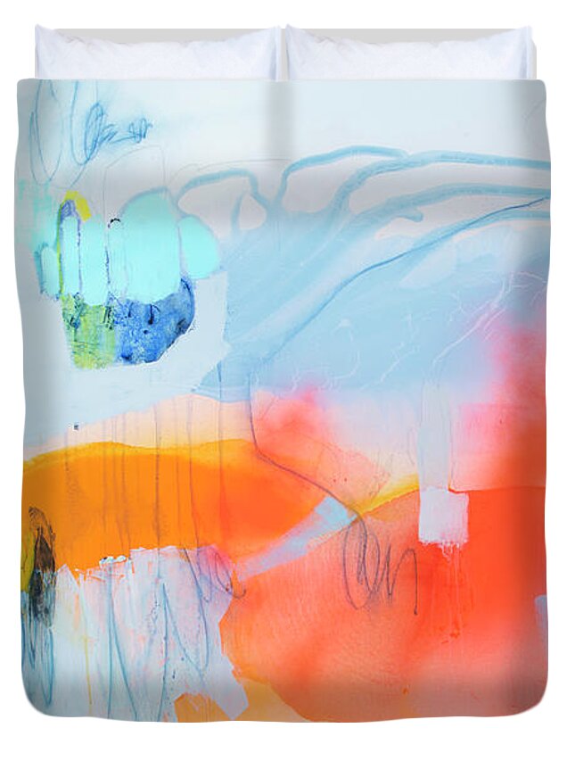 Abstract Duvet Cover featuring the painting Hold Out by Claire Desjardins