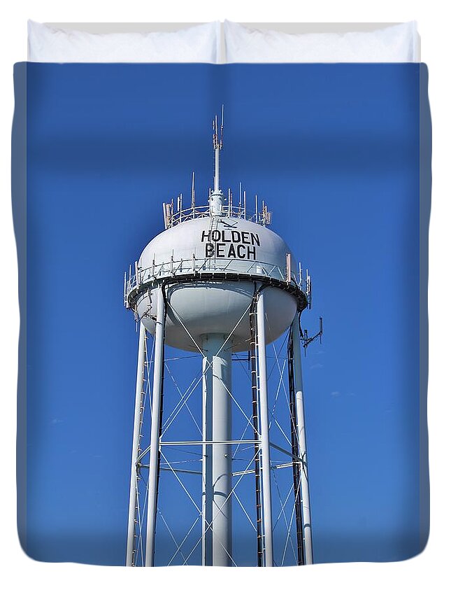 Water Tower Duvet Cover featuring the photograph Holden Beach Water Tower by Cynthia Guinn