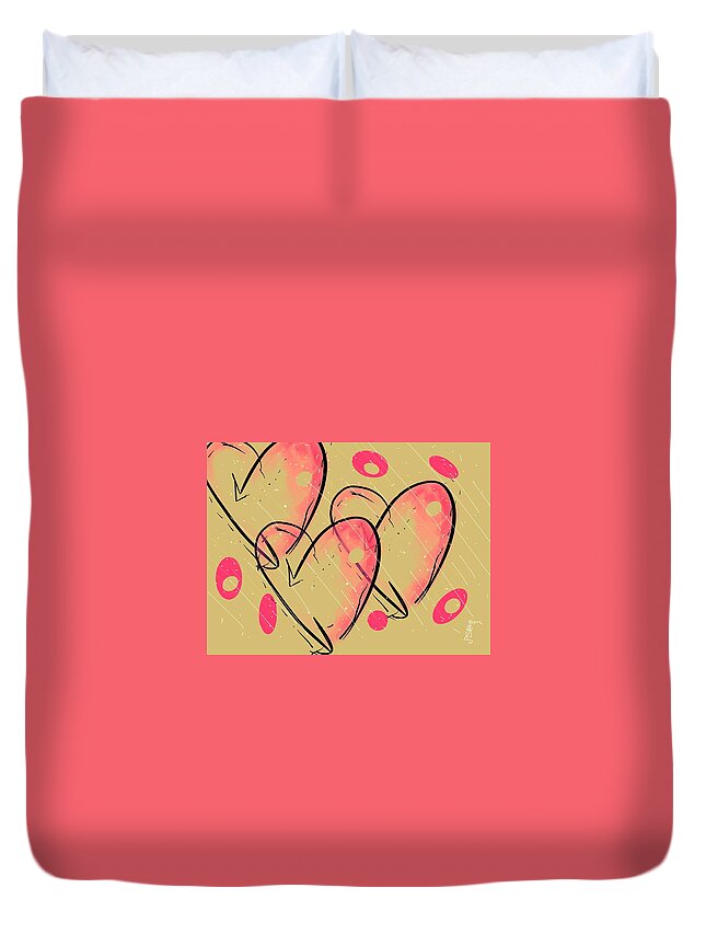 Heart Duvet Cover featuring the digital art Hole Lotta Love - Neon Pink Edition by Jason Nicholas