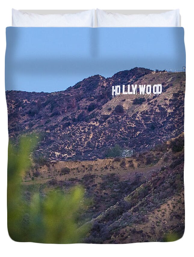Los Angeles Duvet Cover featuring the photograph Hollywood Sign in the morning by John McGraw