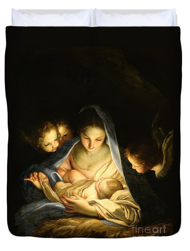 Virgin And Child Duvet Cover featuring the painting Holy Night by Carlo Maratta
