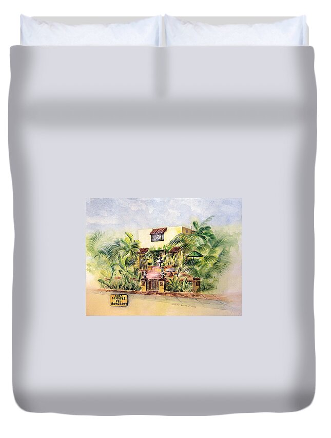 Watercolors For Sale Duvet Cover featuring the painting Home on Belmont Shore by Debbie Lewis