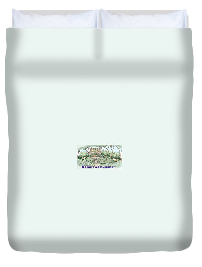  Duvet Cover featuring the drawing Home Sweet Home by R Allen Swezey