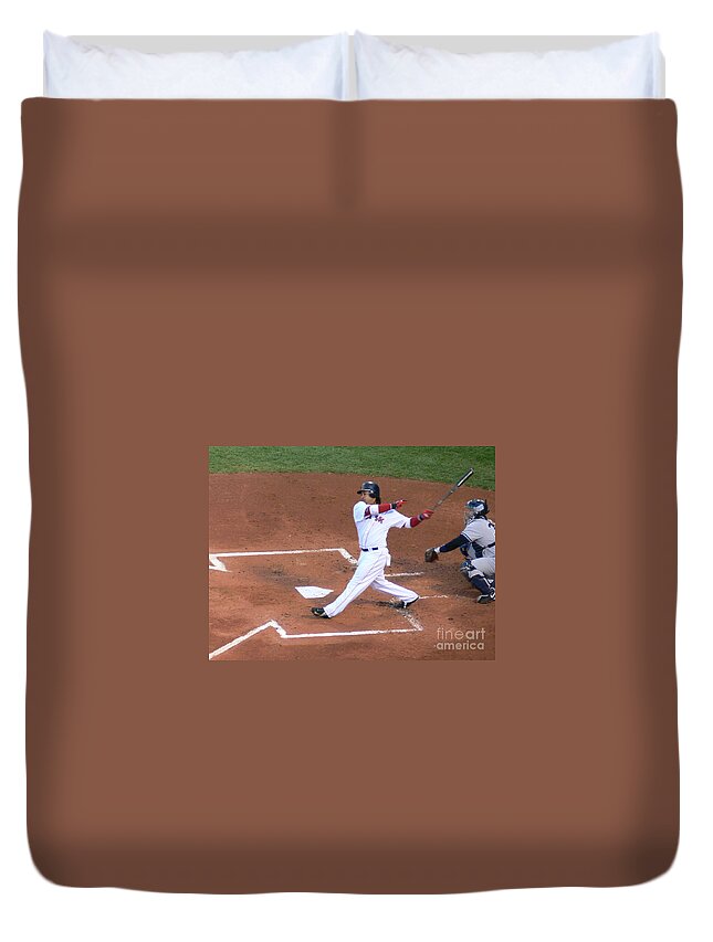 Manny Duvet Cover featuring the photograph Homerun Swing by Kevin Fortier