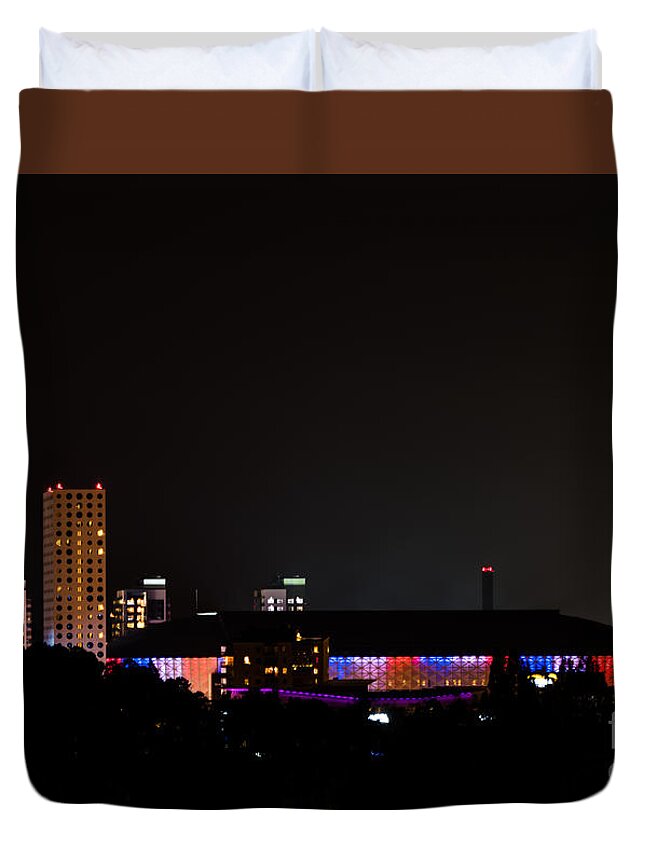 Friends Arena Duvet Cover featuring the photograph Honouring Friends by Torbjorn Swenelius